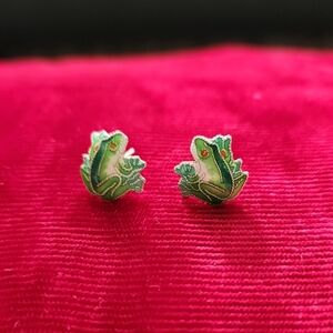 Green Frog Stud Earrings